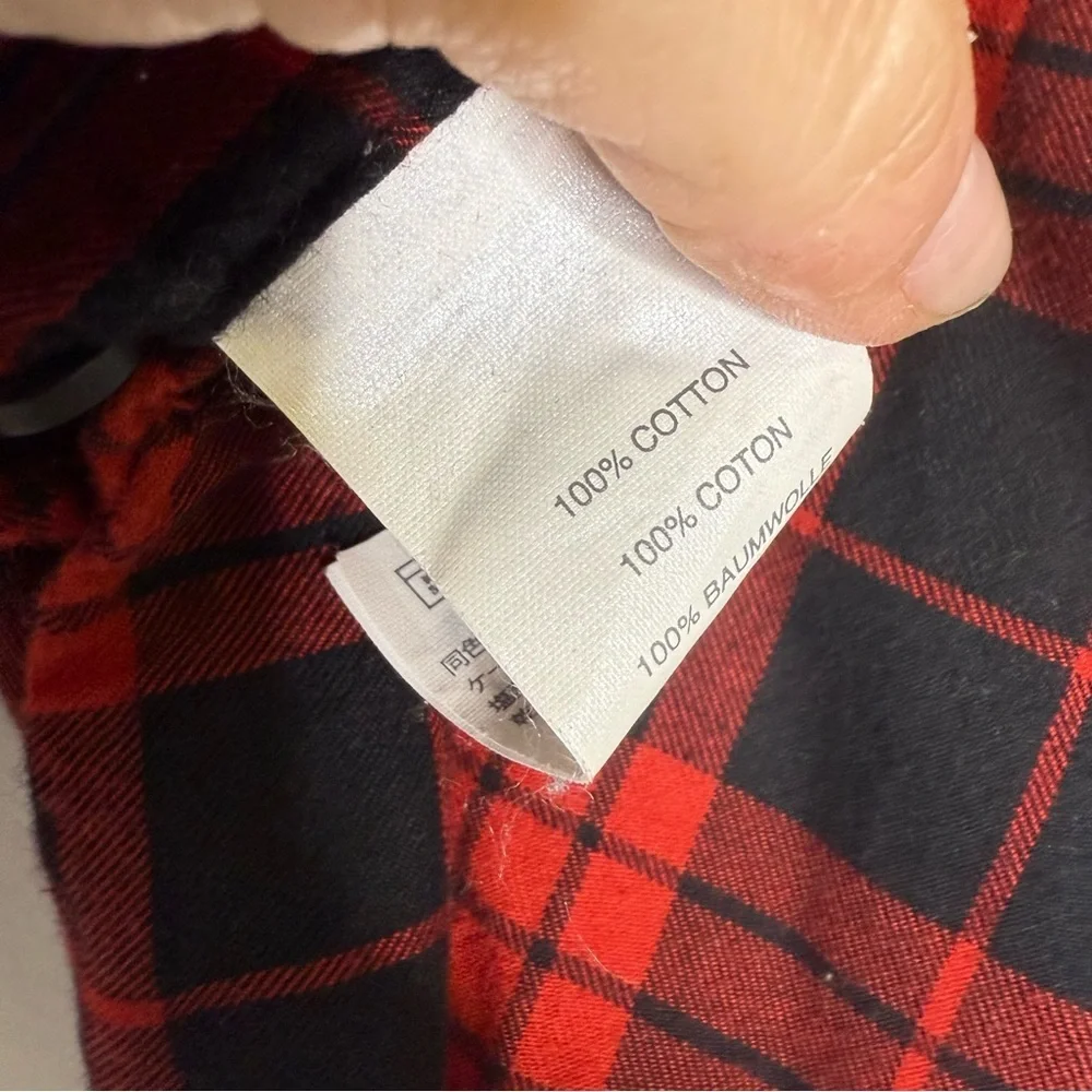 J.Crew Slim Fit Flannel Shirt Men’s Medium Red Black Plaid 100% Cotton